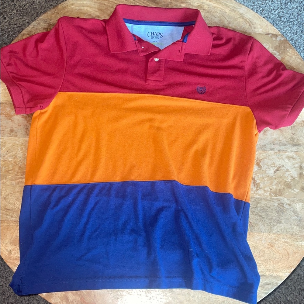 Chaps Multicolor Polo Shirt - Red, Orange, Blue